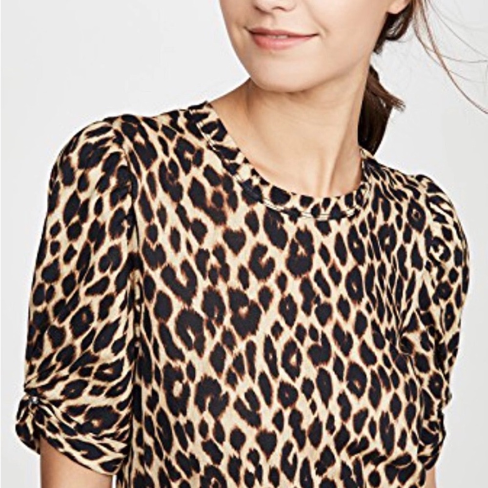 A.l.c Women's Kati Leopard Print Puff-sleeve T-shirt In Brown Multi.